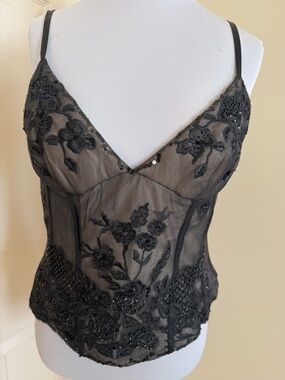 MANDALAY DRESSY TOP W/BEADING BLACK SIZE 14US